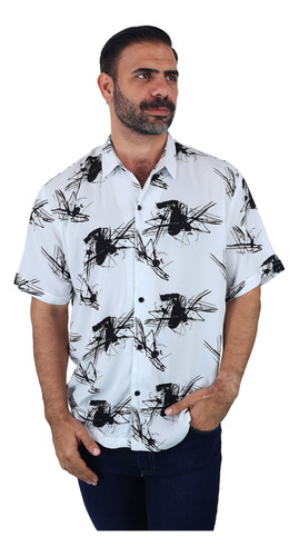 Camisa Hawaiana De Manga Corta Para Caballero Estampada 