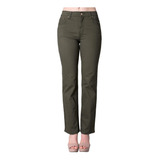 Pantalon Oggi Jeans Mujer Verde Gabardina Stretch Atraction