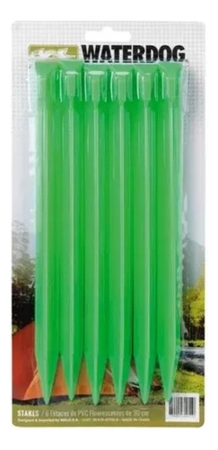 Set X 6 Estacas Waterdog 30 Cm Pvc Fluorescentes Carpa Verde