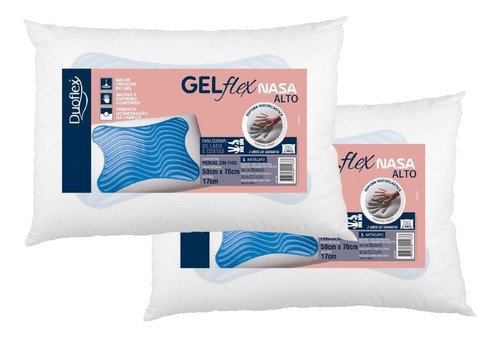 Kit De 2 Travesseiros Gelflex  Nasa Alto Com 50 X 70cm