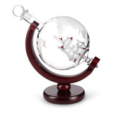 Decantador De Regalo De Whisky Globe Con Soporte De Madera