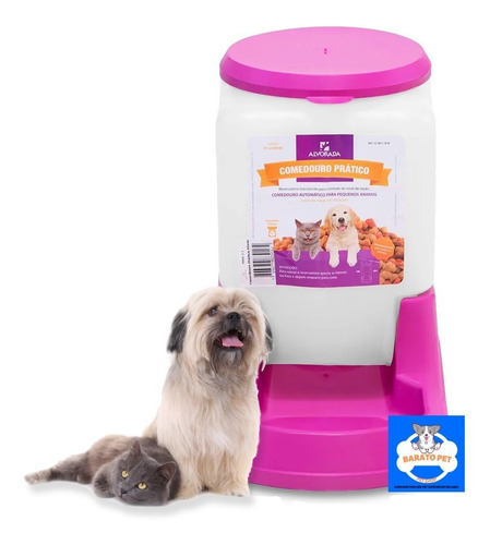 Comedouro Automatico Cães Cachorros Gatos Pratico 3litros Cor Rosa