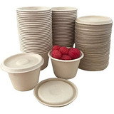 Tazas Y Tapas De Soufflé De 4 Onzas  100% Biodegradables Y 