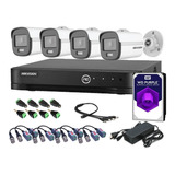 Kit Cctv Dvr Hikvision + 4 Camaras 2mp 24hs Color Vu + Disco