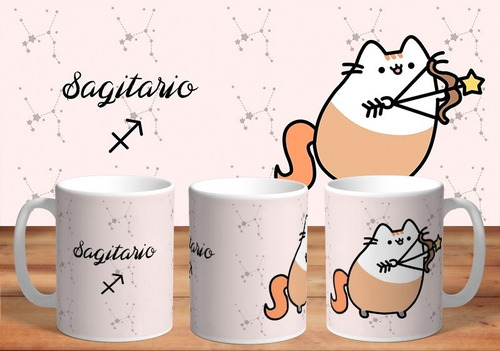 Taza - Tazón De Ceramica Sublimada Gato Kawaii: Sagitario