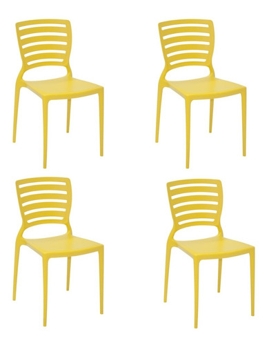 Kit 4 Cadeiras Sofia Amarelo Tramontina