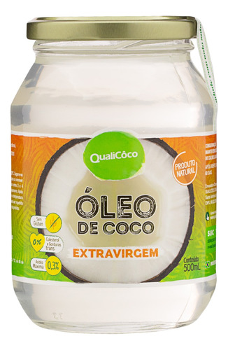 Óleo De Coco Extra Virgem Qualicoco Vidro 500ml