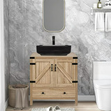 Vanity De Baño Puluomis 28 , Madera Natural, Pedestal, Lavab