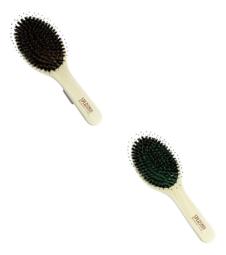 Cepillo Para Cabello Ovalado De Bambu/cerda Natural Y Nylon