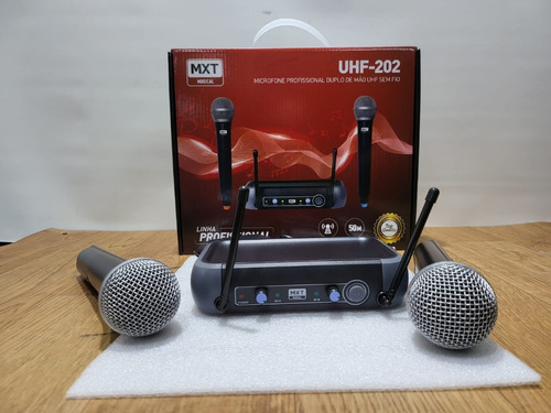 Microfones Mxt Uhf-202 Preto Funcionando 100% E Perfeito!!