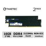 Memoria Ram 16gb Timetec Hynix Ic Kit (2x8gb) Ddr4 2133mhz Pc4-17000 Unbuffered Non-ecc 1.2v Cl15 1rx8 Single Rank 288 P