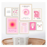 Set X8 Cuadros Completos Mural Pink Energy Matisse Frases