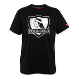 Polera Colo Colo Urbano Negra Escudo Plateado