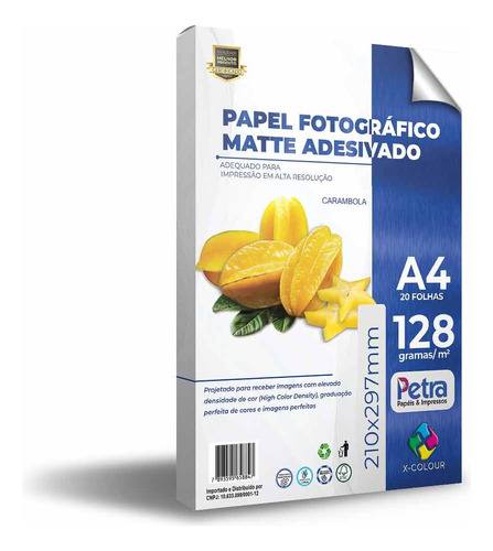 Papel Fotográfico Adesivo Matte (fosco)  Tam A4 128g  20 Fls