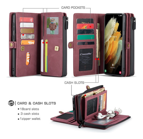 Funda Tipo Cartera Para iPhone Multifunción Desmontable