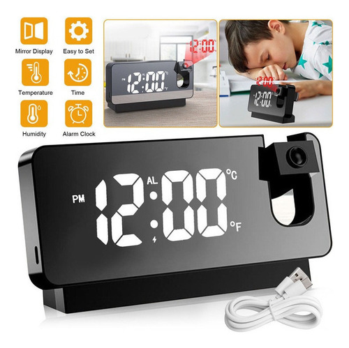 Reloj De Mesa   Digital Genérica Digital Projection Clock  Color Negro  110v/220v