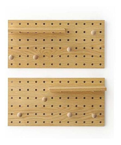 Organizador De Pared De Madera Con Ganchos Y Estantes