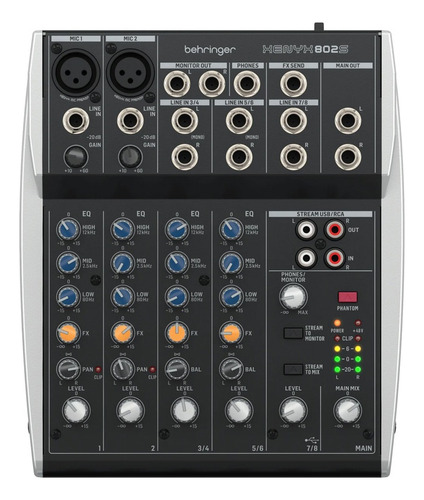 Behringer Xenyx 802s Consola Mixer 8 Canales Usb Streaming
