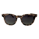 Lente Sol Polarizado Ovalado Mujer Animal Print Acetato Poli