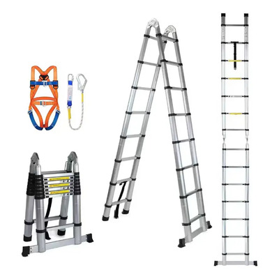 Escalera Tijera Extensible 4.5m BWDMH Escalera Resistente Portátil Escalera Multiposiciones De Aluminio 4.5 Metros Tipo Tijera Soporta 150KG | Meses sin interés
