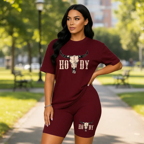 Conjunto Deportivo Mujer  Set Byker Outfit Basico Estampado | Meses sin interés
