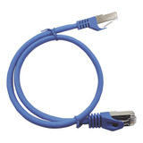 Kit 5 Piezas Patchcord Blindado Azul De Cobre Cat 6a 10 Giga