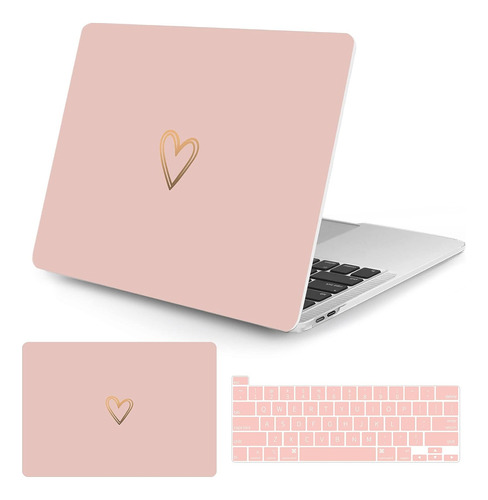 Funda Para Macbook Pro 13'' - Rosa Con Corazon Dorado