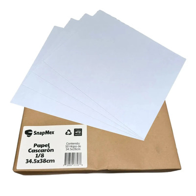 Papel Cascaron Un Octavo 1/8 Paquete Con 50 Piezas Tamaño 34.5x28cm Blanco
