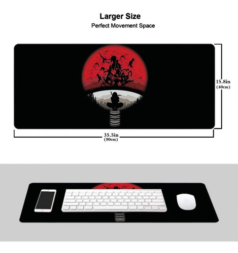 Mousepads Gamer Itachi Uchina Xl 90x40 Cm Antideslizante 