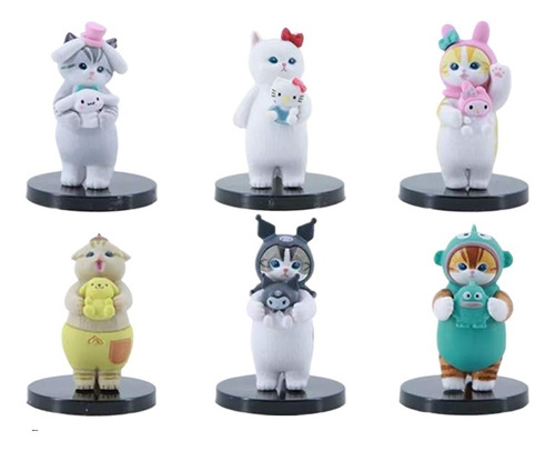 6 Figuras Gatos Sanrio,lindos Adornos,cajas Escritorio,gatos