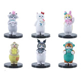 6 Figuras Gatos Sanrio,lindos Adornos,cajas Escritorio,gatos