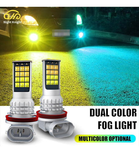 Faros Led Neblineros De Doble Color Para Auto, H3 H4 H7 H11