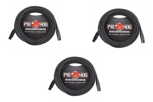 Pack De 3 Cables Microfono 9.15m Xlr-xlr Pig Hog Phm30 Full 