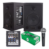 Kit Ativa Passiva 8 225w Saga Mic Dylan Smd 100 Mesa4 Canais