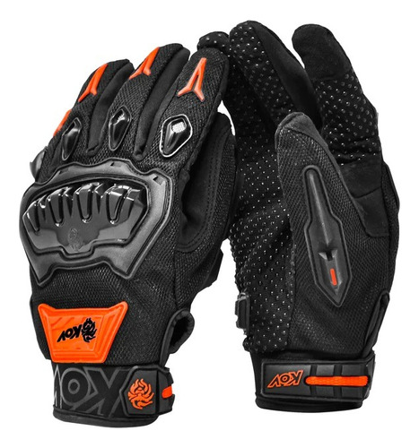 Guantes Para Moto Negro Naranja Kov Protecciones Touch 