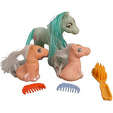 Pony Familia De 3 Ponys Con Peines Y Cepillo 