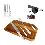 Kit Churrasco Para Carne C/6itens Faca De Inox Churrasqueiro