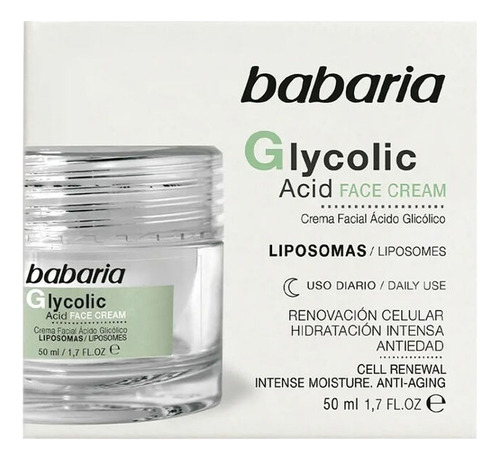 Crema Facial Babaria Ácido Glicólico 50ml Renovación Celular