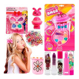 Kit Maquiagem Infantil Menina Criança Batom Lip Balm Sombra