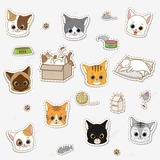 Planilla De Stickers Gatos Mod 1 Aprox 28cm