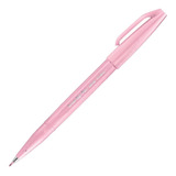Caneta Pincel Brush Sign Pen Rosa Pastel