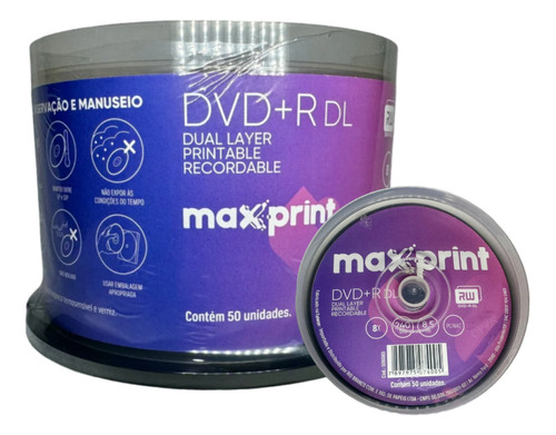 200 Dvd+r 8.5 Gb Maxprint Printable 240 Minutos 8x Original