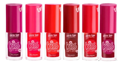 6 Tintas Indelebles Para Labios Kiss Lip Tint 24 Hr Pink Up 