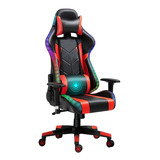 Silla Gamer Rgb Con Masajeador Apoya Pies Reclinable 