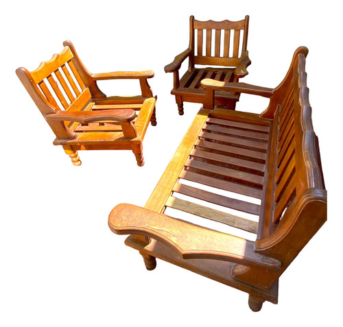 Juego De Living Sillones De Algarrobo Pesado