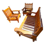 Juego De Living Sillones De Algarrobo Pesado