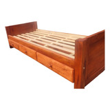 Cama Box Algarrobo 1 Plazas 80x190 Cajonera