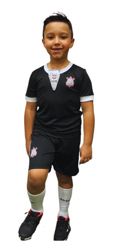 Conjunto Infantil Do Corinthians Kit Artilheiro Preto