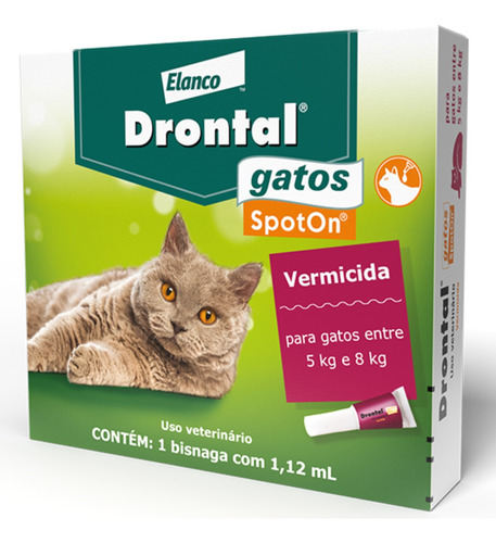 Drontal Gatos Spoton 1,12ml Vermifugo Para Gatos De 5 A 8 Kg