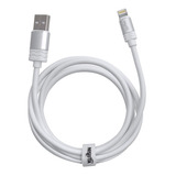 Cable Usb A La Manza Reforzado 2m Carga Rapida Para iPhone Color Blanco